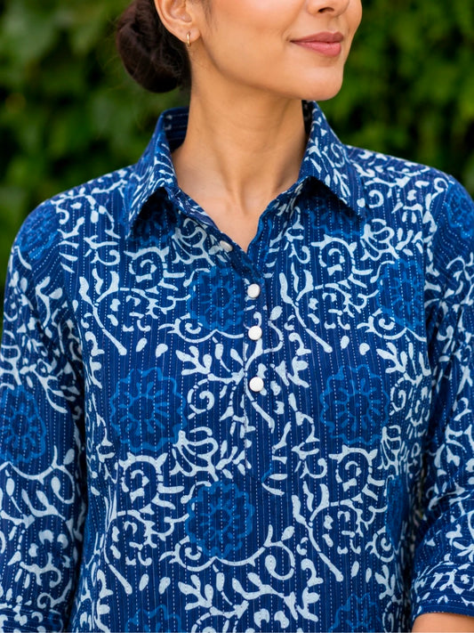 Berrylicious Blue Women Floral Printed Kurta with pant
