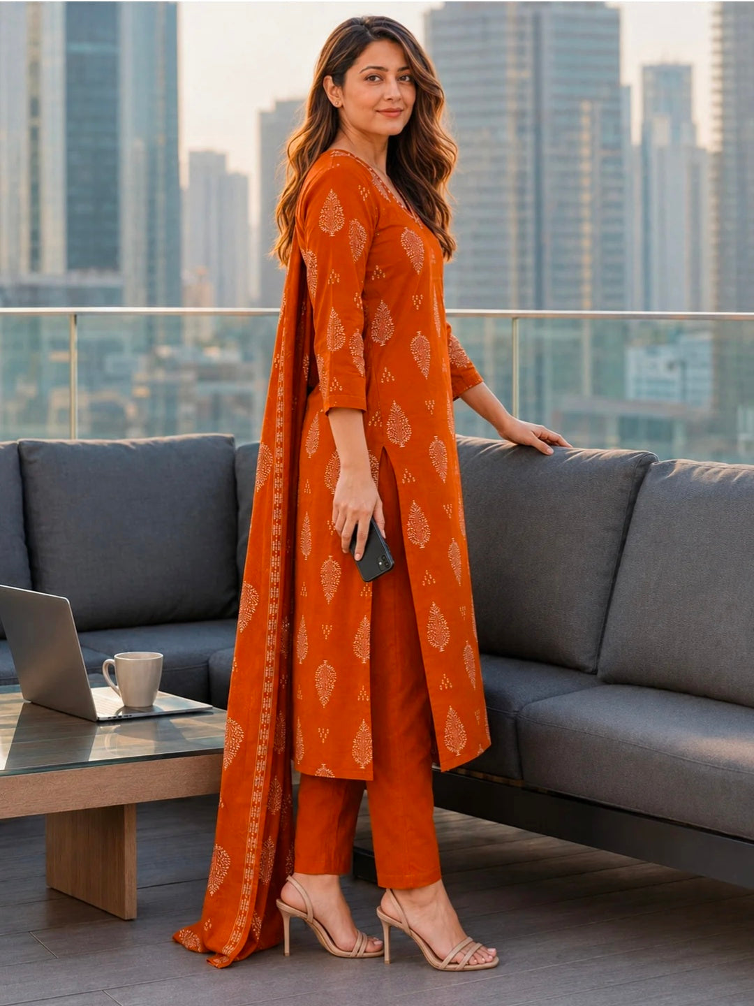 Berrylicious Women Ethnic Motifs Printed & hand Embroidered Kurta with pant & Dupatta