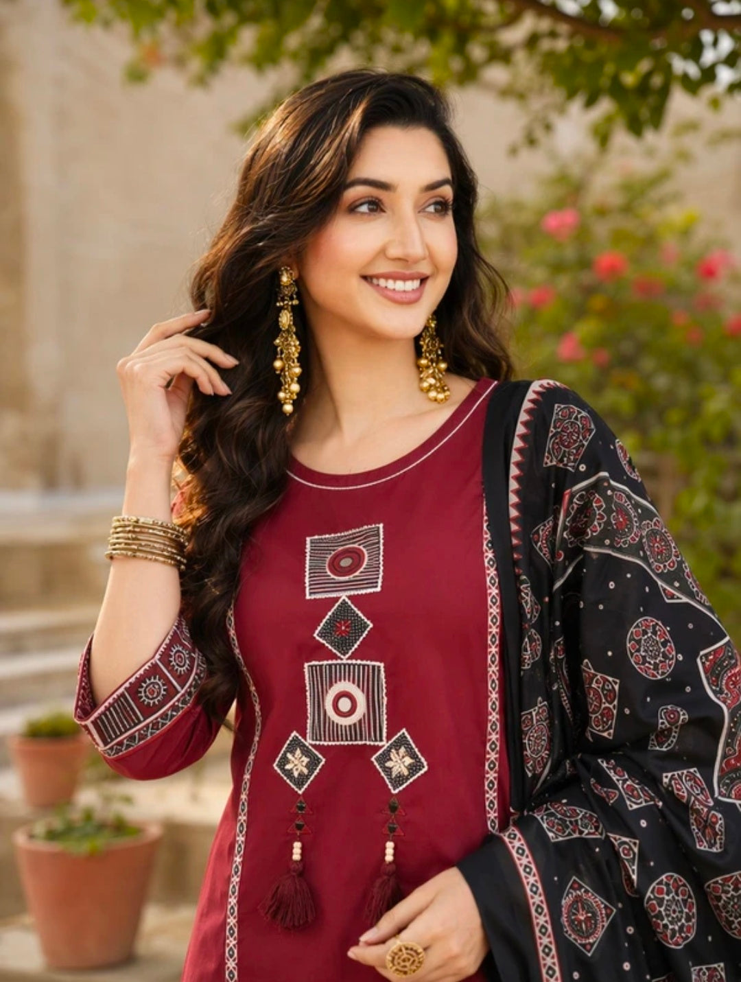 Women's Pure Cotton Straight Kurta Pant Dupatta Set