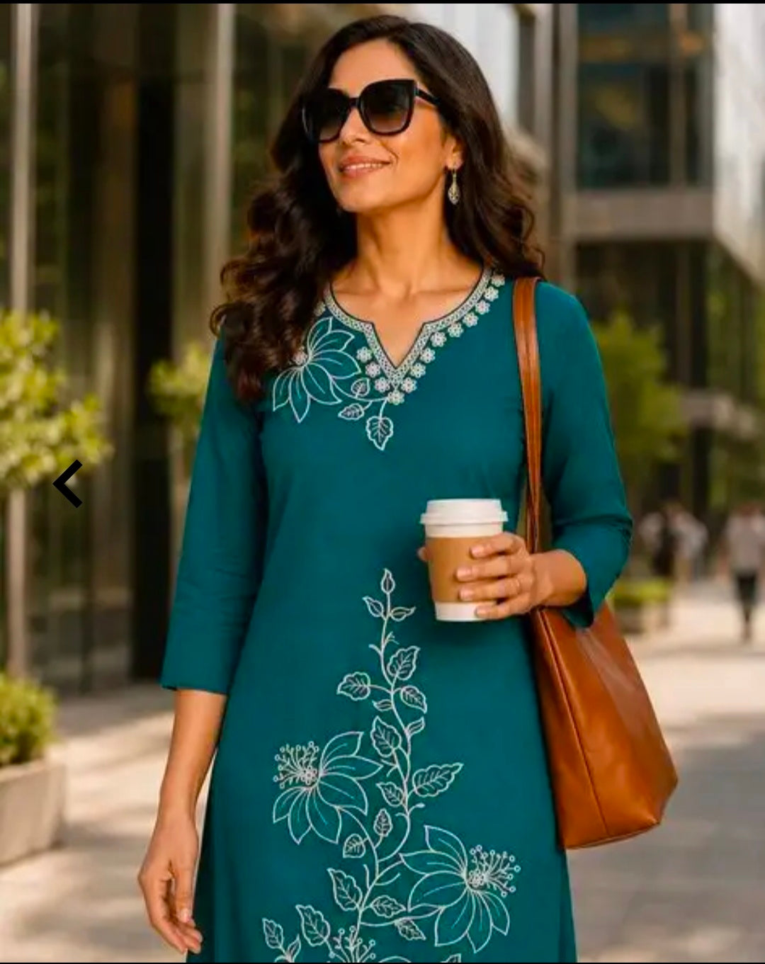 `Women's Cotton Straight Kurta Palazzo Set | Notch-Neckline Statement Embroidered