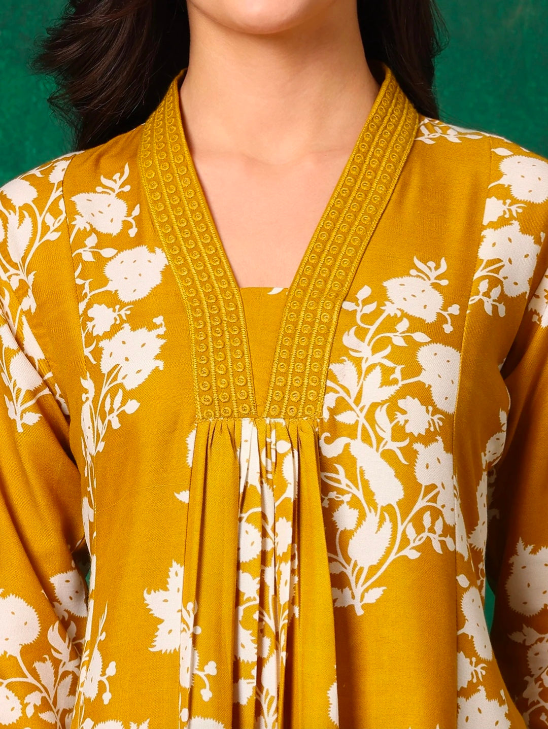 Embroidered & Printed Flared kurta with pant & Dupatta