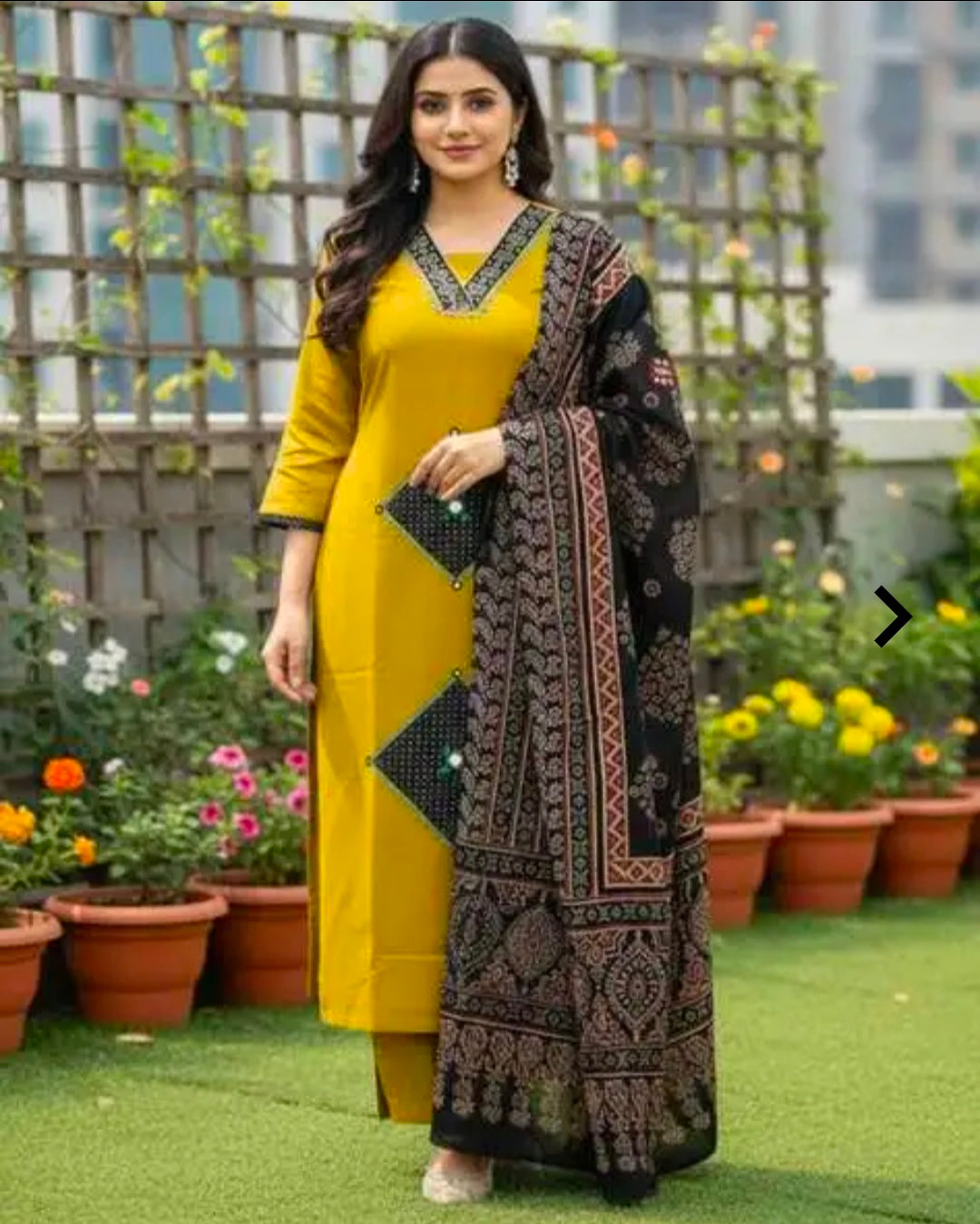 Women's Casual Rayon Cotton Kurta Pant Dupatta Set | 3 Piece Ethnic Set | Straight Fit | Mulmul Dupatta
