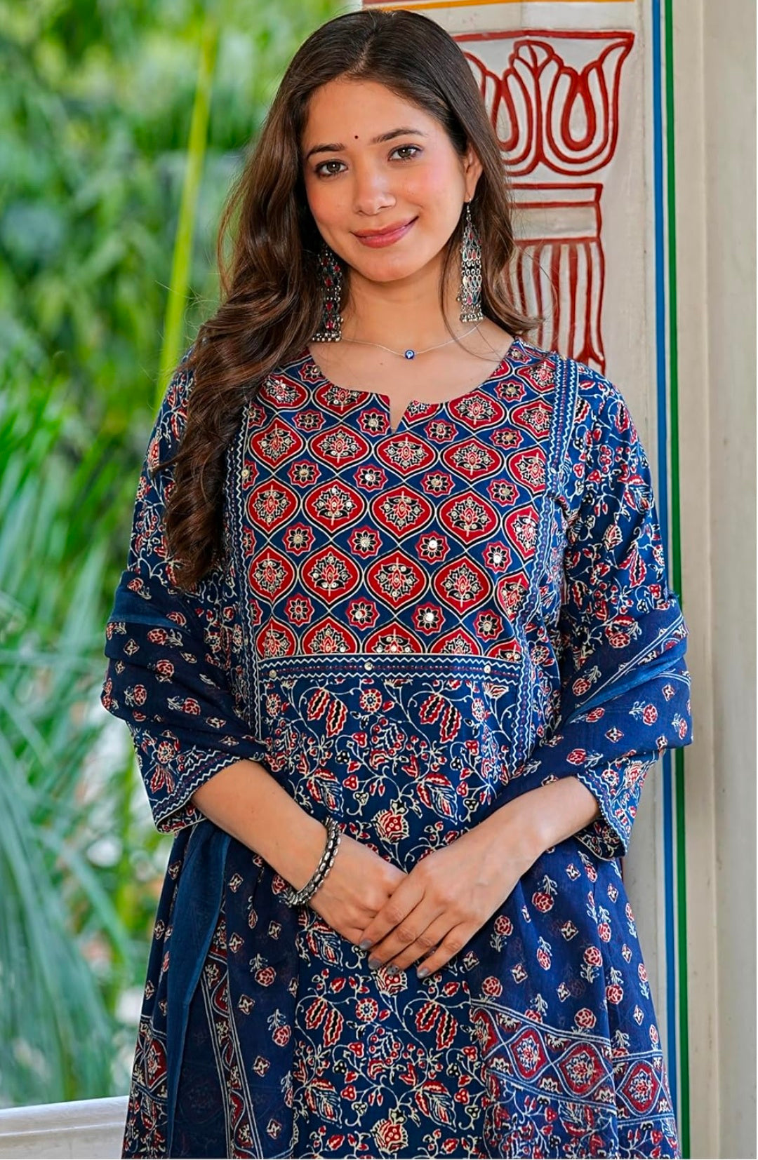 Amayra Women's Pure Cotton Printed Straight Kurta Set with Palazzo Pants & Dupatta|Ethnic wear|Kurti Suit Set for Women