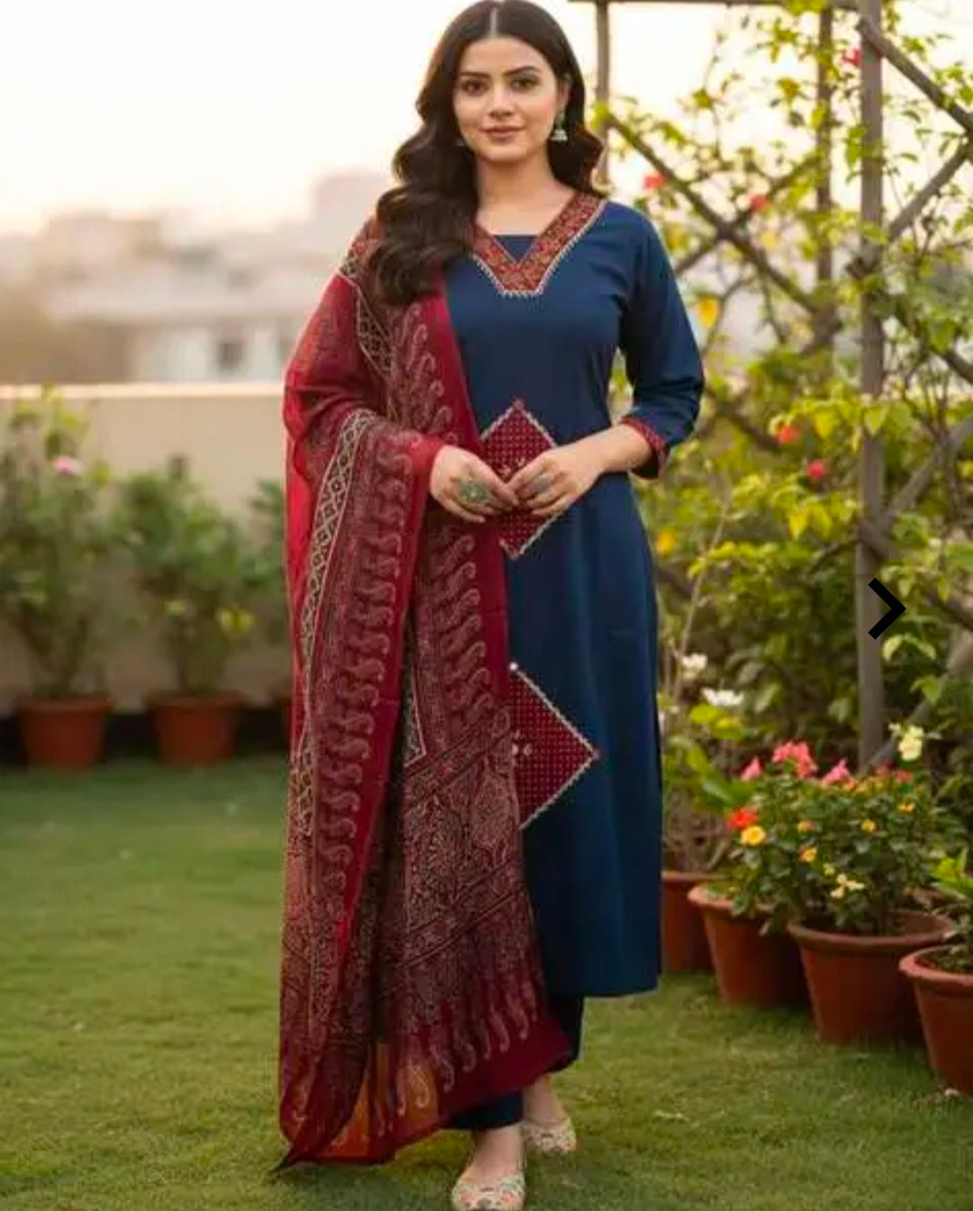 Women's Casual Rayon Cotton Kurta Pant Dupatta Set | 3 Piece Ethnic Set | Straight Fit | Mulmul Dupatta