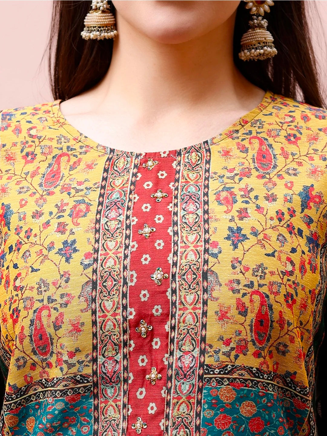 Printed Chanderi Kurta with pant & dupatta