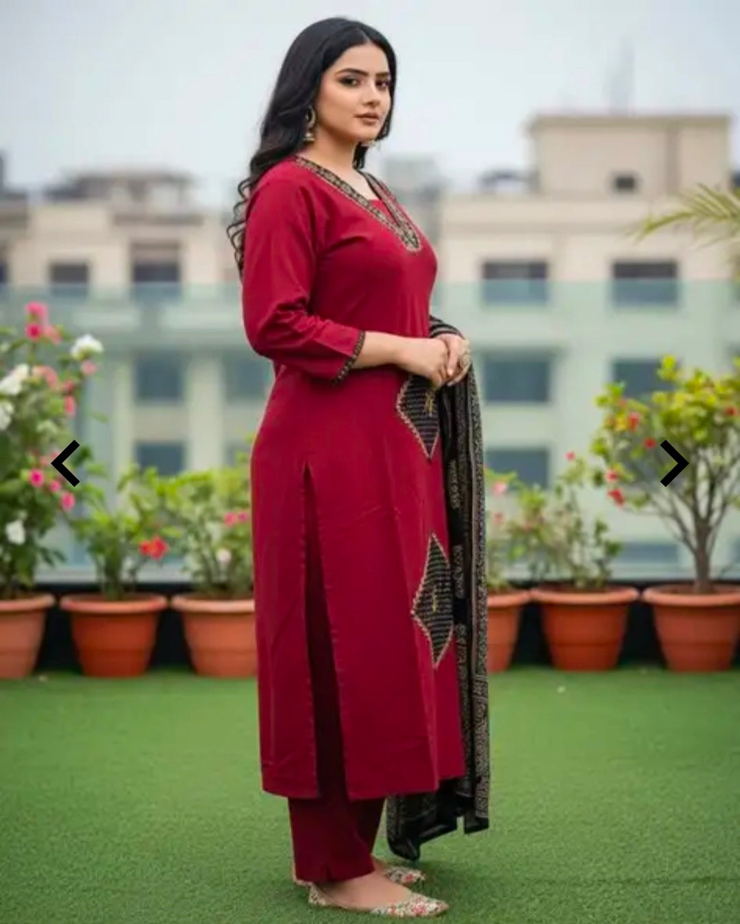 Women's Casual Rayon Cotton Kurta Pant Dupatta Set | 3 Piece Ethnic Set | Straight Fit | Mulmul Dupatta
