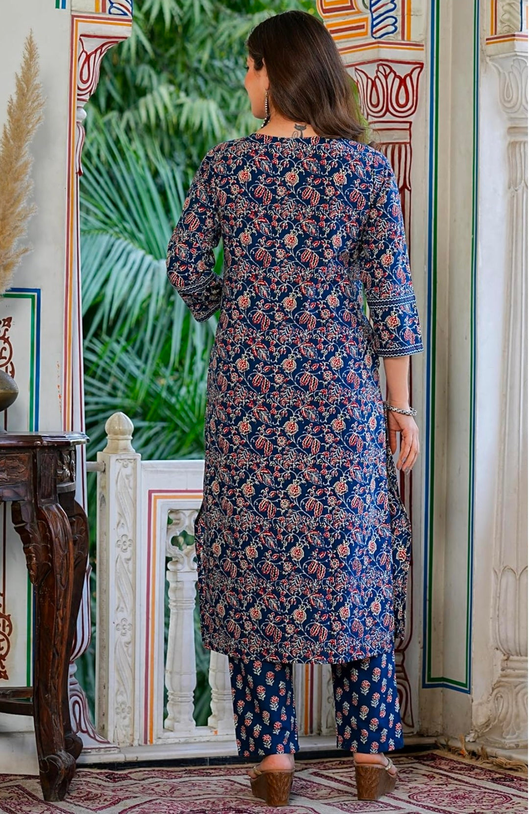 Amayra Women's Pure Cotton Printed Straight Kurta Set with Palazzo Pants & Dupatta|Ethnic wear|Kurti Suit Set for Women