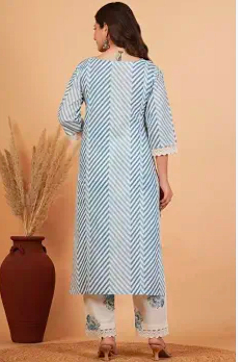 Rytras Women Pure Cotton Printed Straight Kurta Set with Palazzo pants & dupatta|Ethnic wear|Kurti Suit Set for Women