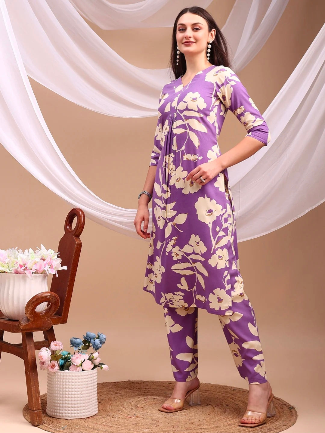Floral printed Kurta with Palazzo Pant