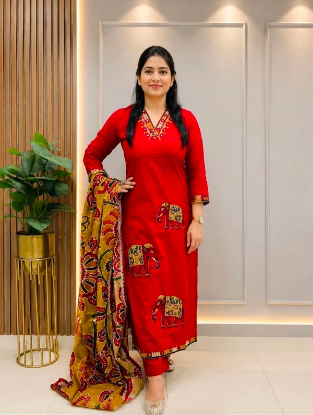 Women's Pure Cotton Straight Kurta Pant Dupatta Set