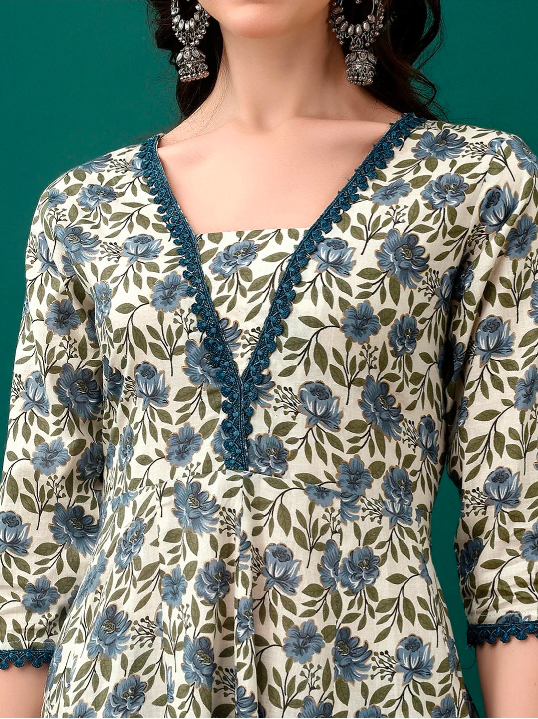 Floral Printed Anarkali Kurta with pant & dupatta luxury premium