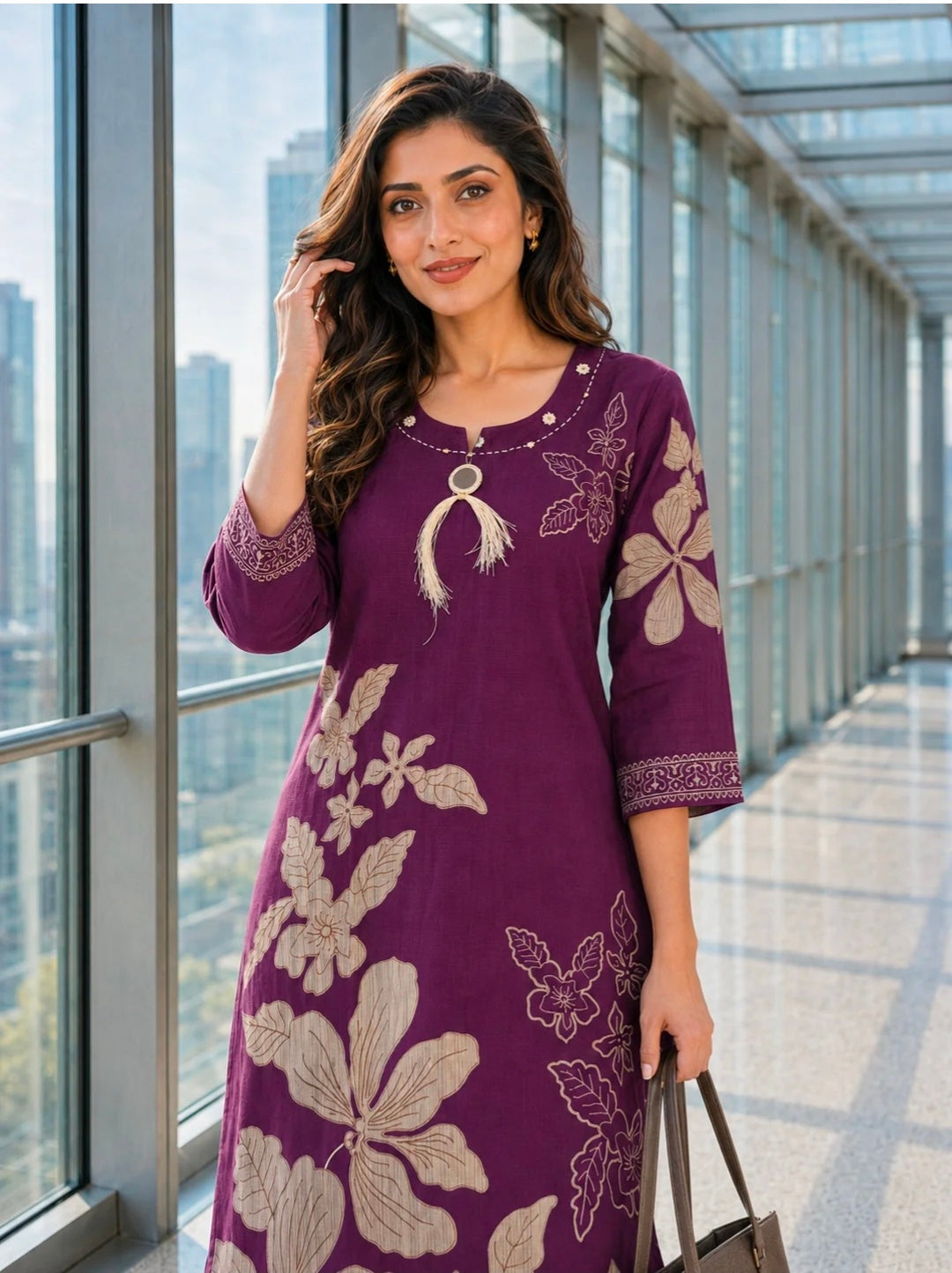Berrylicious Women Chanderi Printed & Mirror Embellished Kurta with palazzo