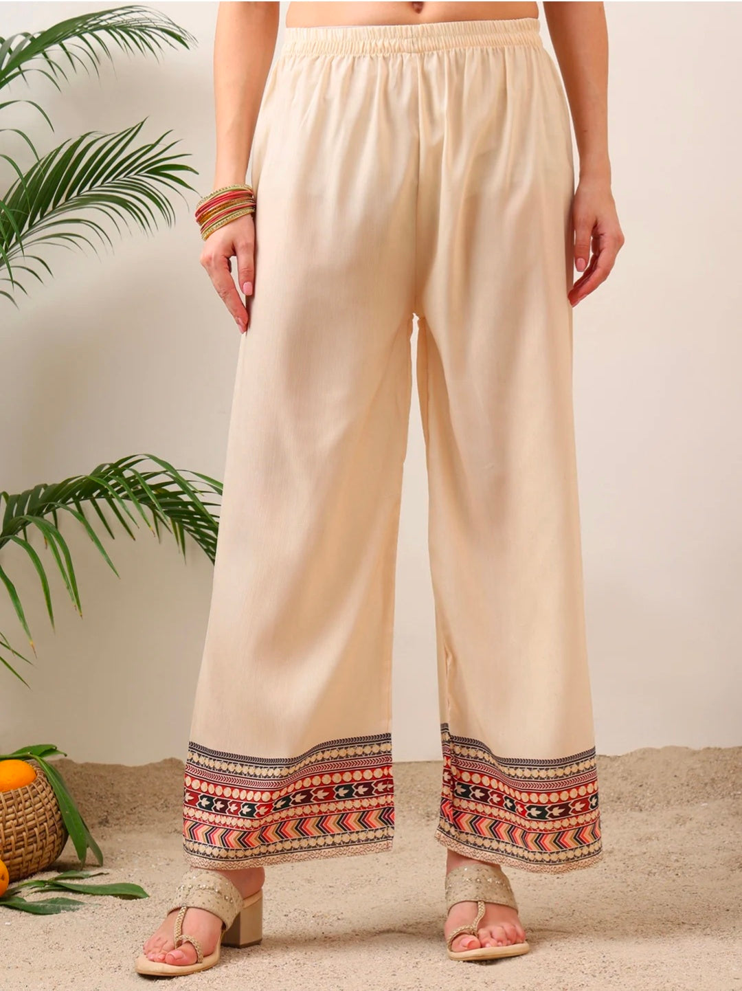 Embroidered & Printed Asymmetric Kurta with Palazzo & Printed Dupatta
