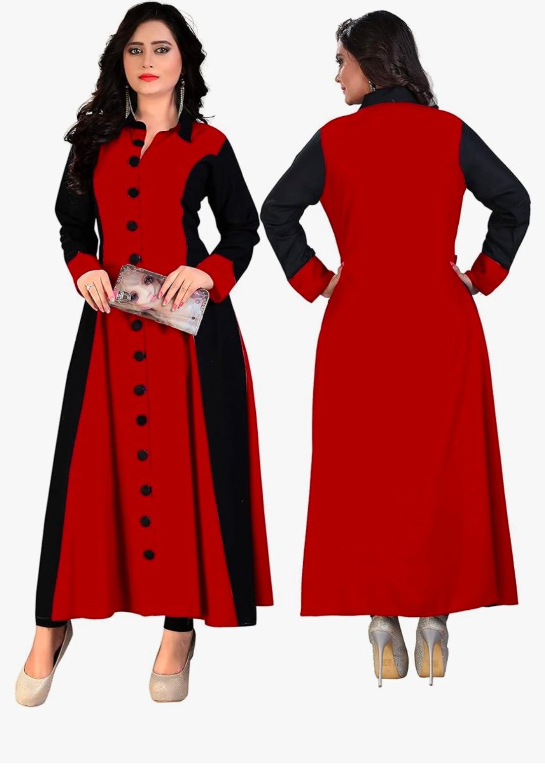 Madhuram Womens Rayon Regular A Line Kurti with Fully Stitched Plain Long Kurta