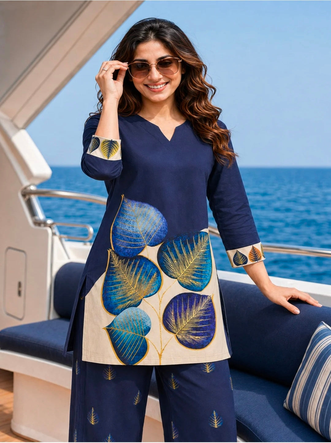 Berrylicious Women Rayon Printed Tunic with palazzo Co ords