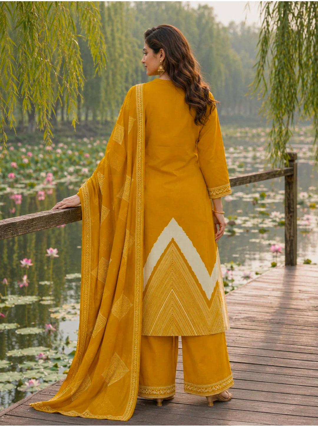 Berrylicious Women Pure Cotton  Printed & Hand Embroidered Kurta with palazzo & Dupatta