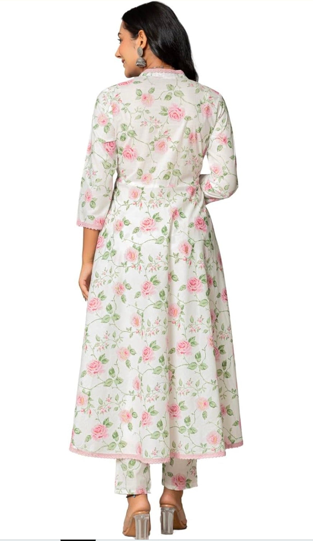 Amayra Women's Cotton Printed Anarkali Kurta with Palazzo Pants and Dupatta
