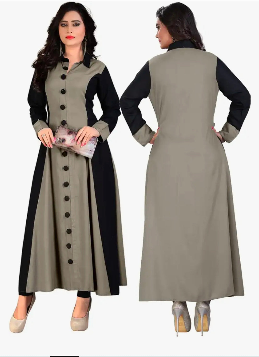 Madhuram Womens Rayon Regular A Line Kurti with Fully Stitched Plain Long Kurta