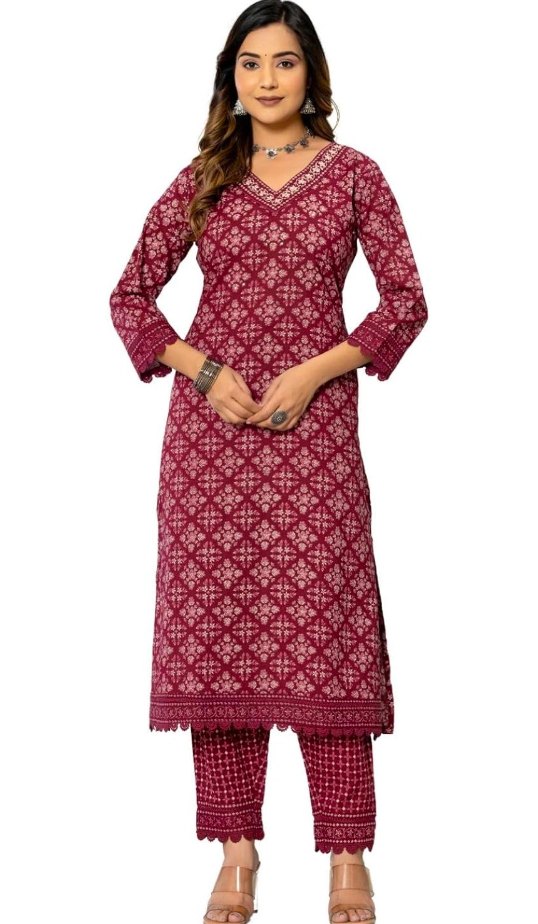 Amayra Women's Cotton Printed Straight Kurta with Pant and Dupatta Set