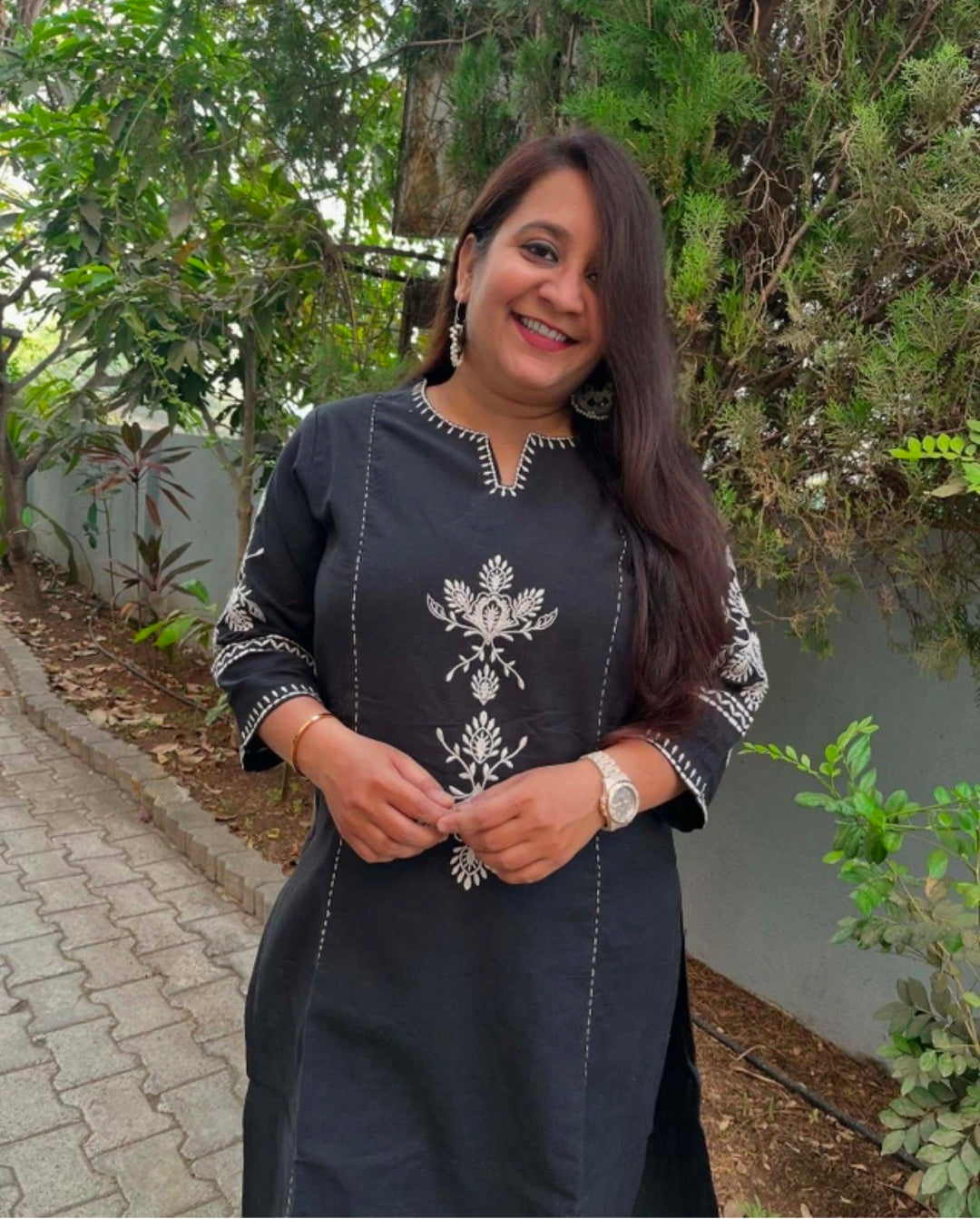 Women's White Khadi Cotton A-Line Kurti Palazzo set