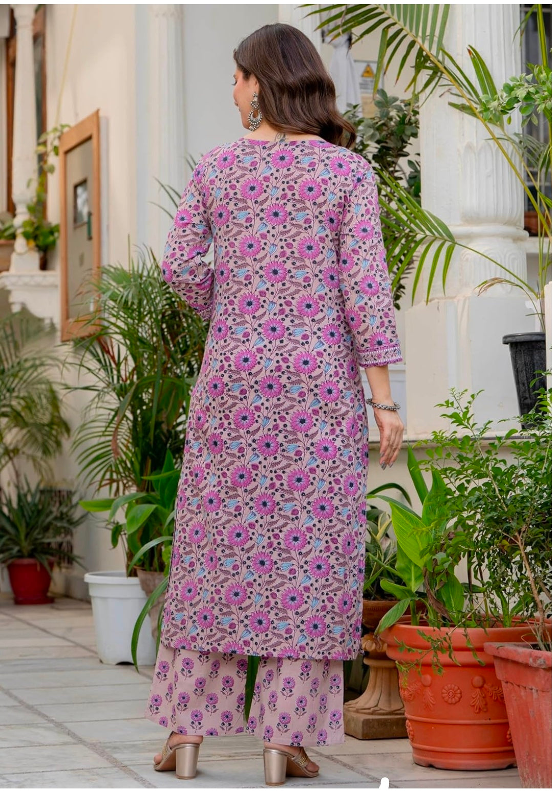 Amayra Women's Pure Cotton Straight Kurta Set with Palazzo Pants & Dupatta|Kurta Set for Women