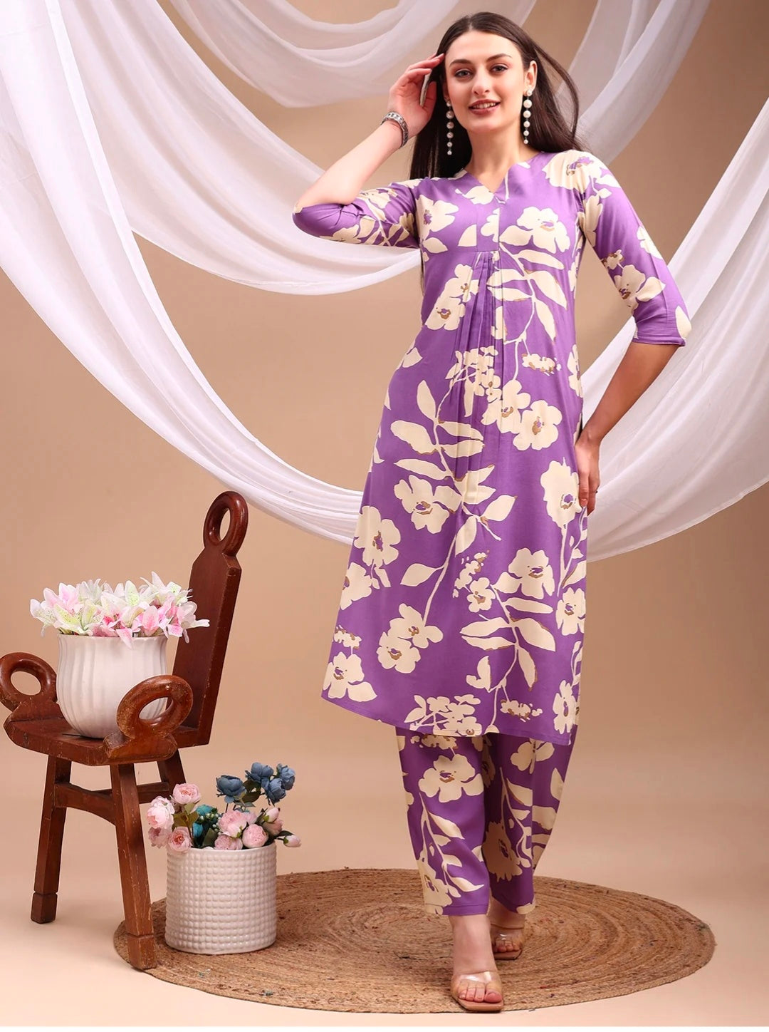 Floral printed Kurta with Palazzo Pant
