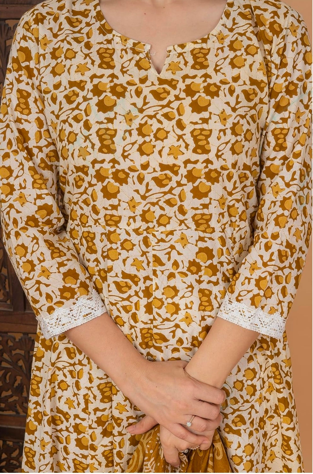 Pure Cotton Printed Anarkali Kurta with Palazzo & Dupatta Set