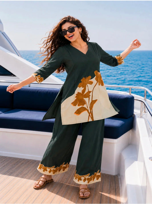 Berrylicious Women Rayon Printed Tunic with palazzo Co ords