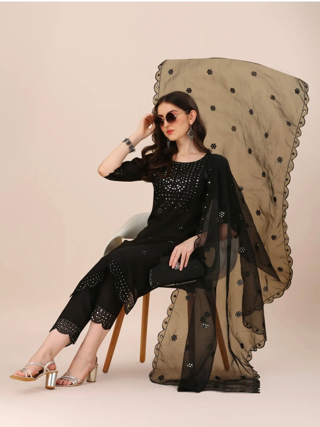 Mirror Embroidered Premium Kurta with Pant and Dupatta