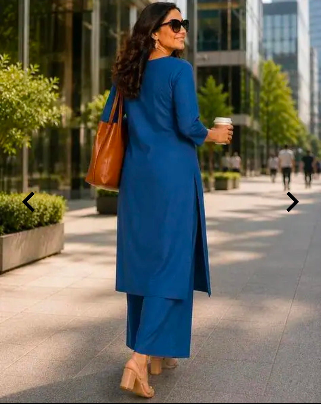 `Women's Cotton Straight Kurta Palazzo Set | Notch-Neckline Statement Embroidered