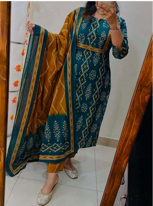 Women Kurta Set with Dupatta | Cotton Printed Straight Kurta