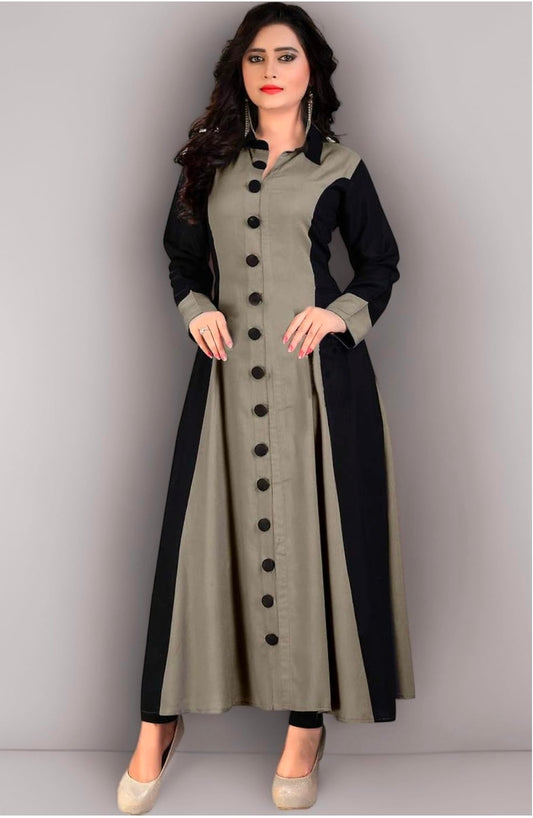 Madhuram Womens Rayon Regular A Line Kurti with Fully Stitched Plain Long Kurta