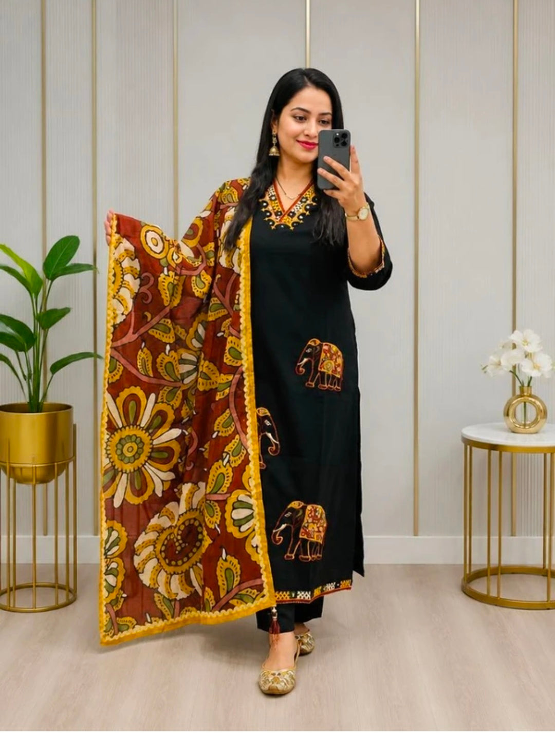 Women's Pure Cotton Straight Kurta Pant Dupatta Set