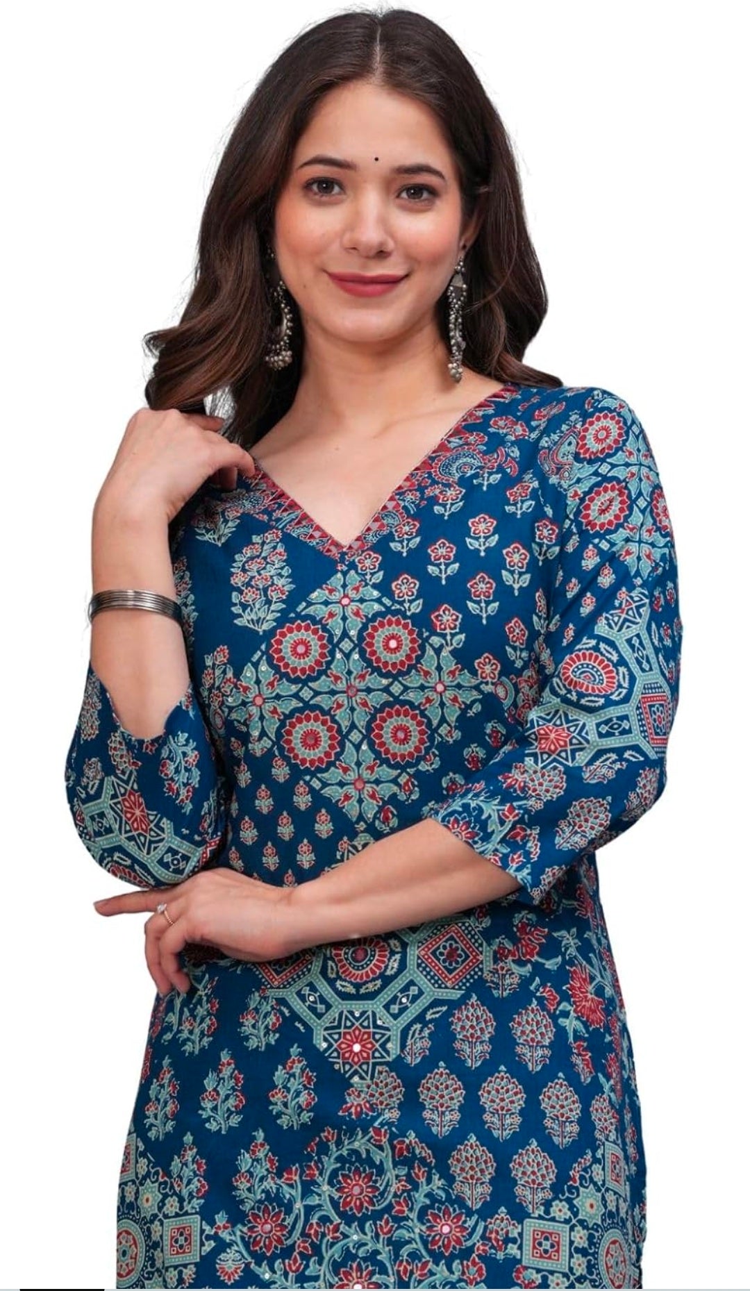 Women's Pure Cotton Printed Straight Kurta Set with Palazzo Pants