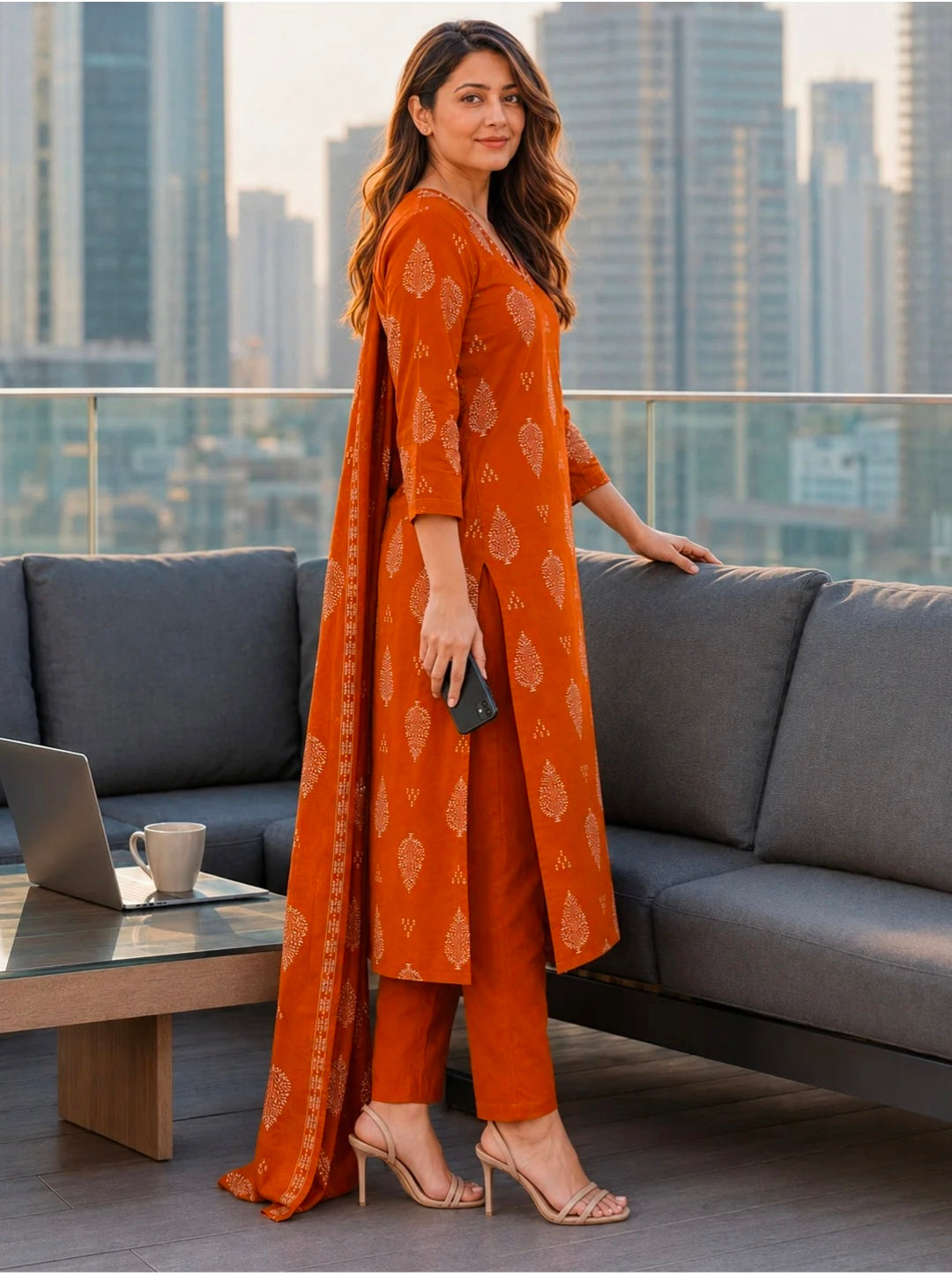 Berrylicious Women Ethnic Motifs Printed & hand Embroidered Kurta with pant & Dupatta