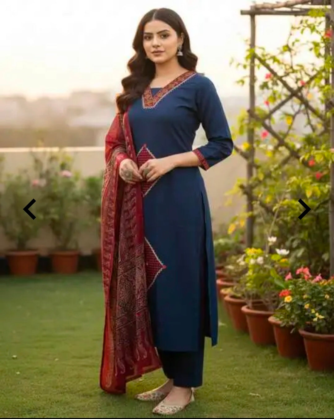 Women's Casual Rayon Cotton Kurta Pant Dupatta Set | 3 Piece Ethnic Set | Straight Fit | Mulmul Dupatta