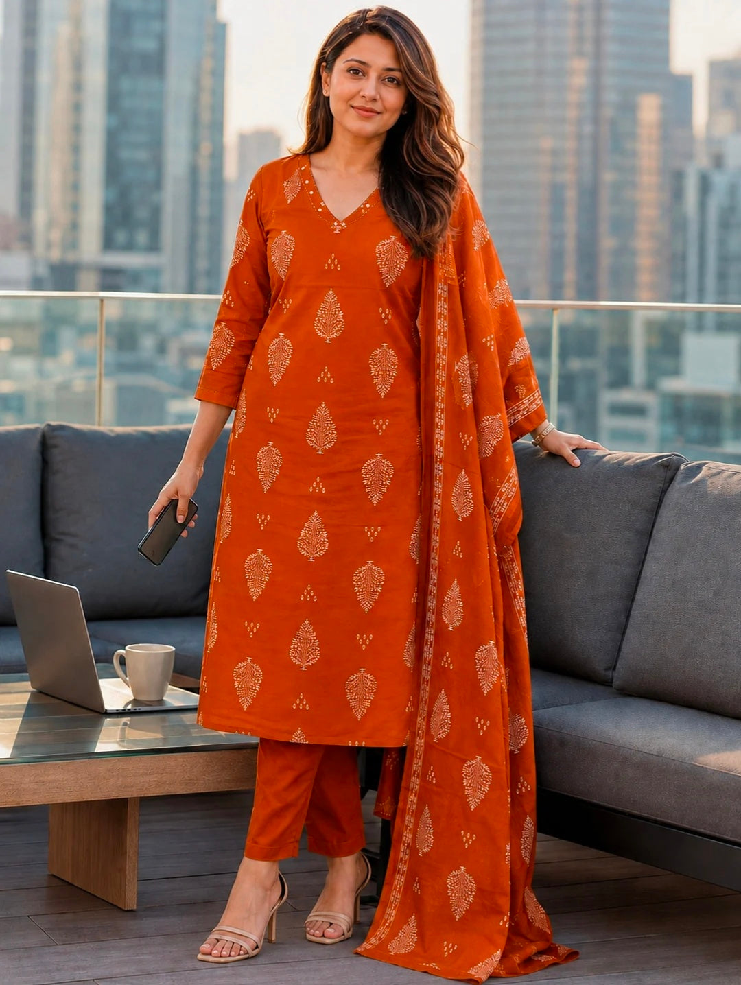 Berrylicious Women Ethnic Motifs Printed & hand Embroidered Kurta with pant & Dupatta