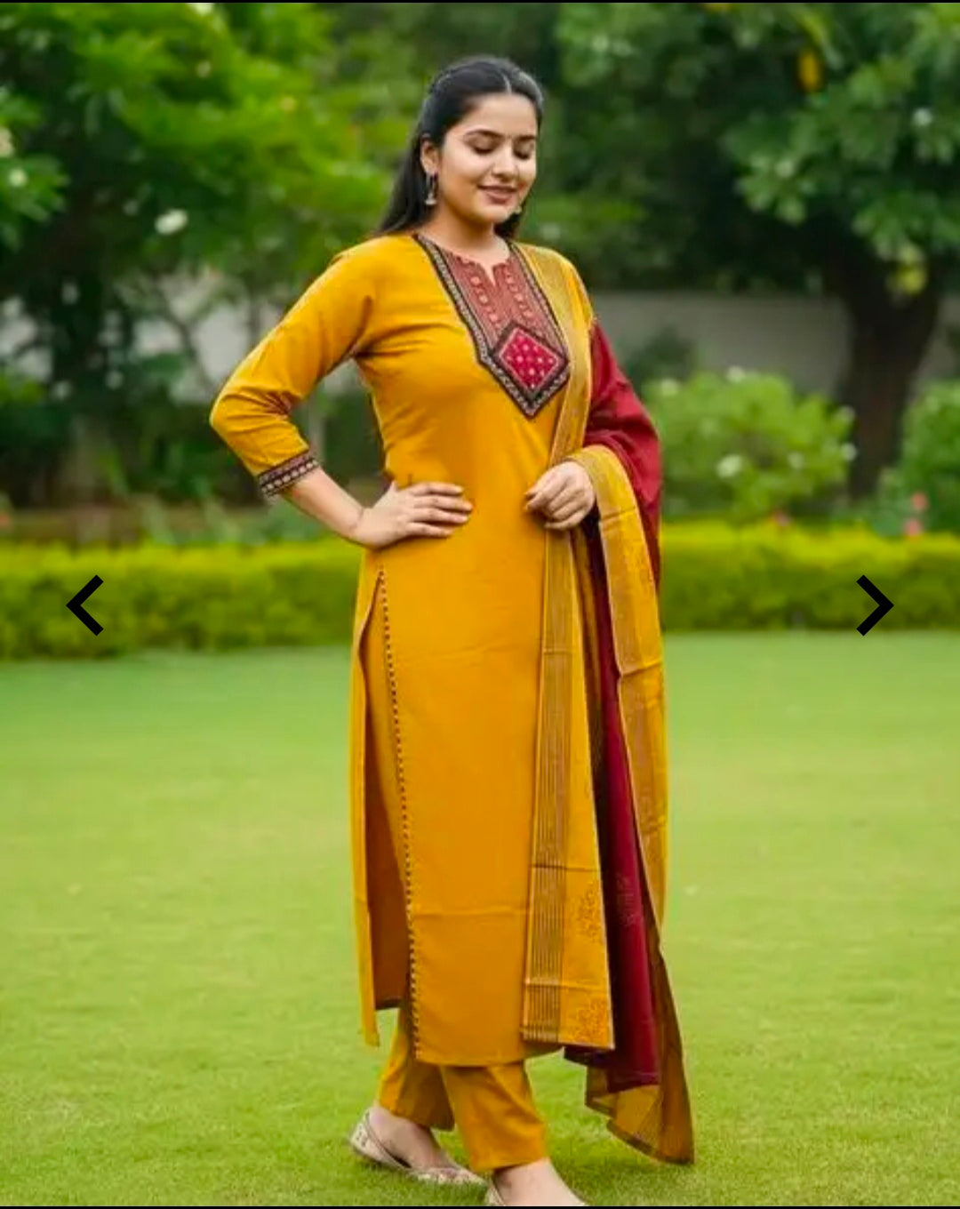 Women's Classic Cotton Rayon Kurta Pant Dupatta Set | 3 Piece Ethnic Set | Mulmul Dupatta