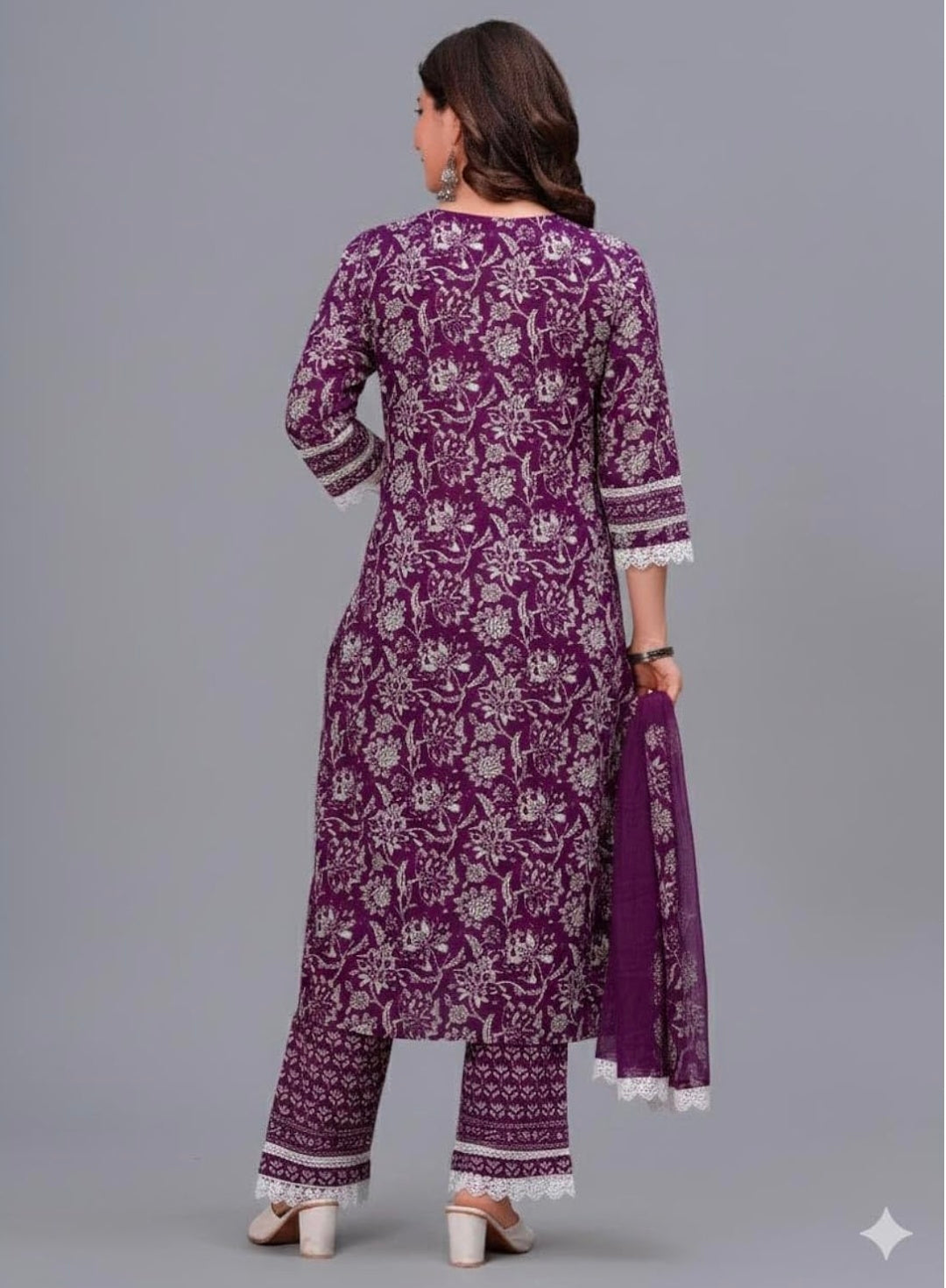 Amayra Women's Pure Cotton Printed Straight Kurta Set with Palazzo Pants & Dupatta- Ethnic Wear