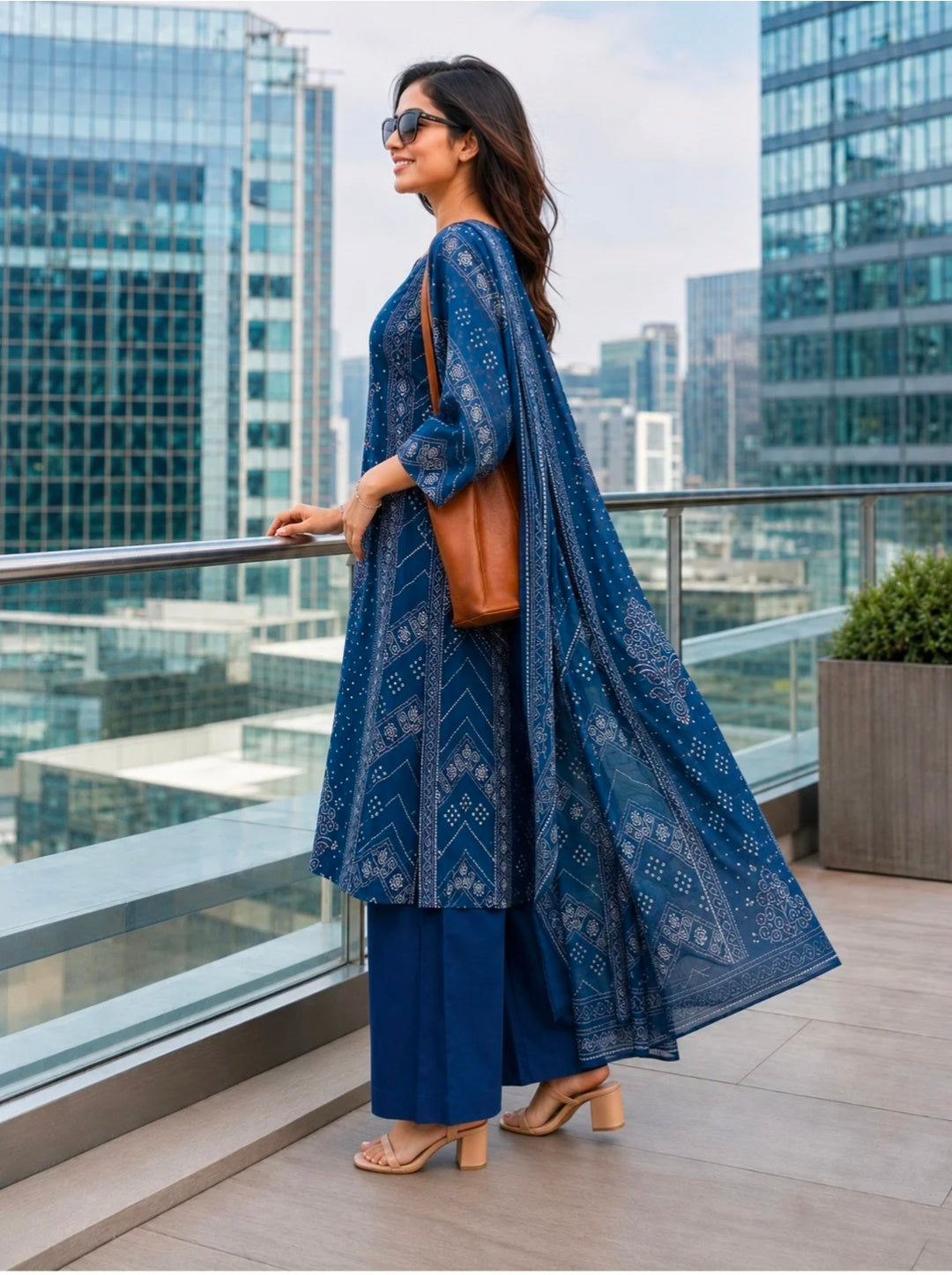 Berrylicious Women Bandhani Printed Kurta with pant & Dupatta