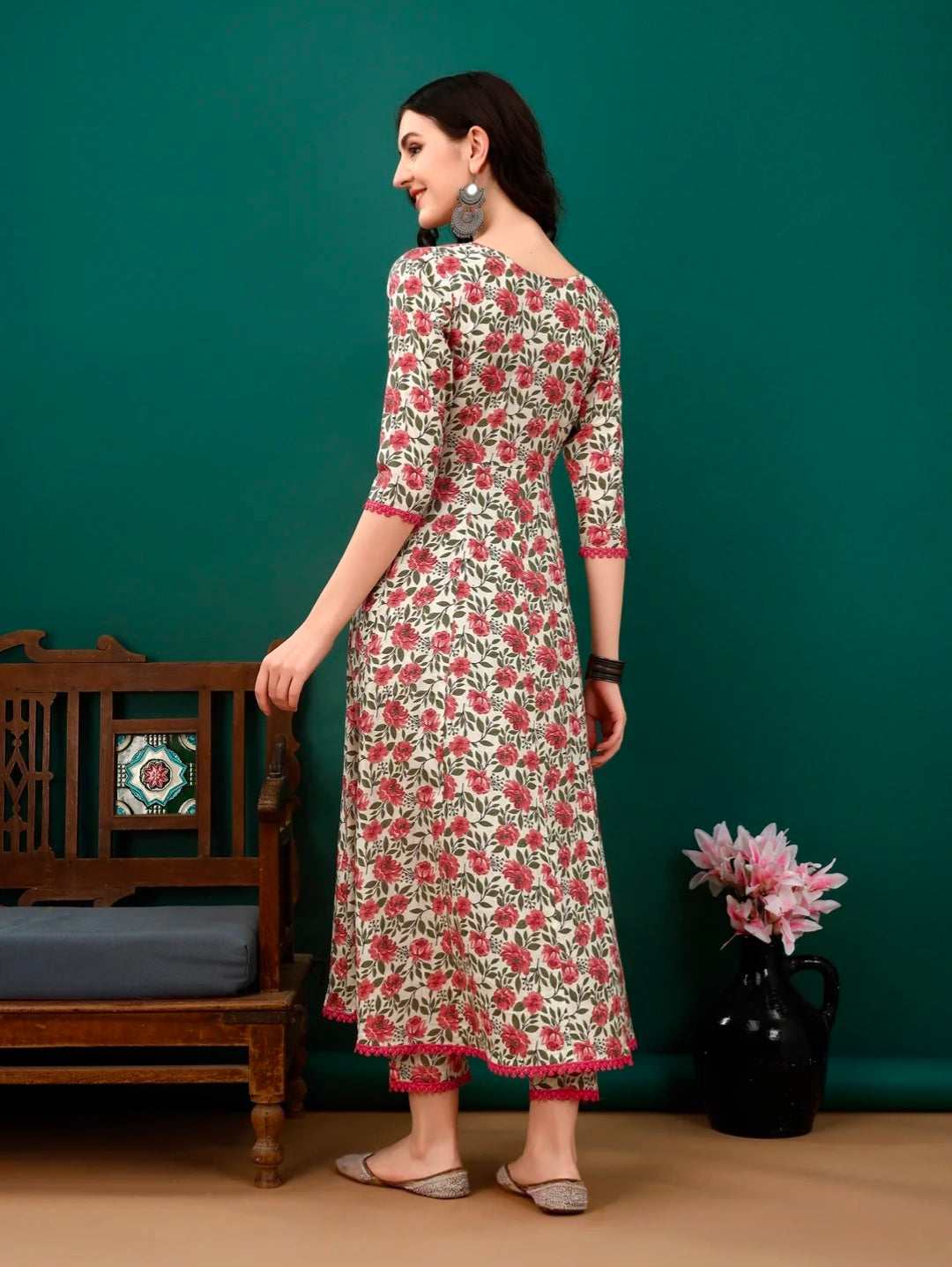 Floral Printed Anarkali Kurta with pant & dupatta luxury premium