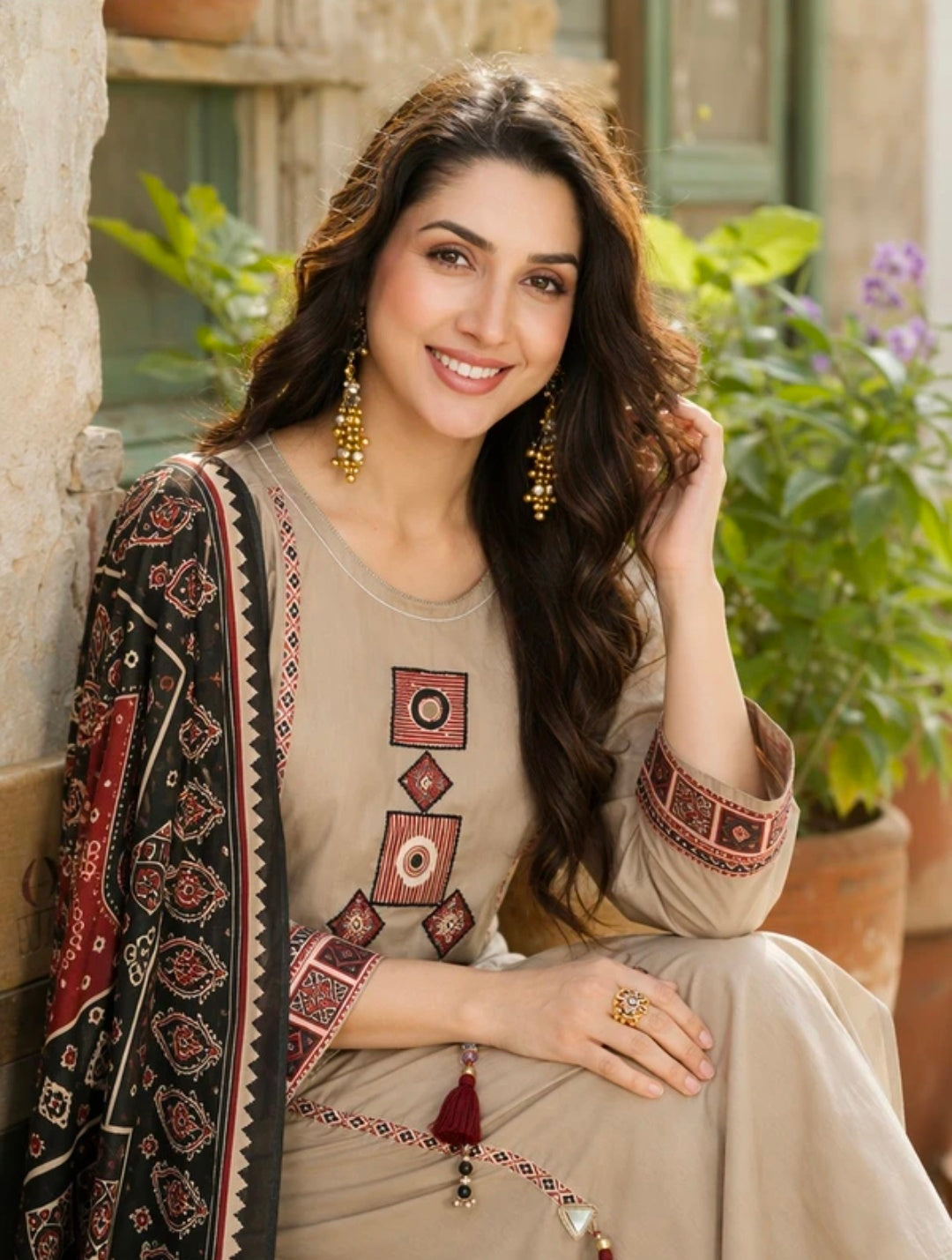Women's Pure Cotton Straight Kurta Pant Dupatta Set