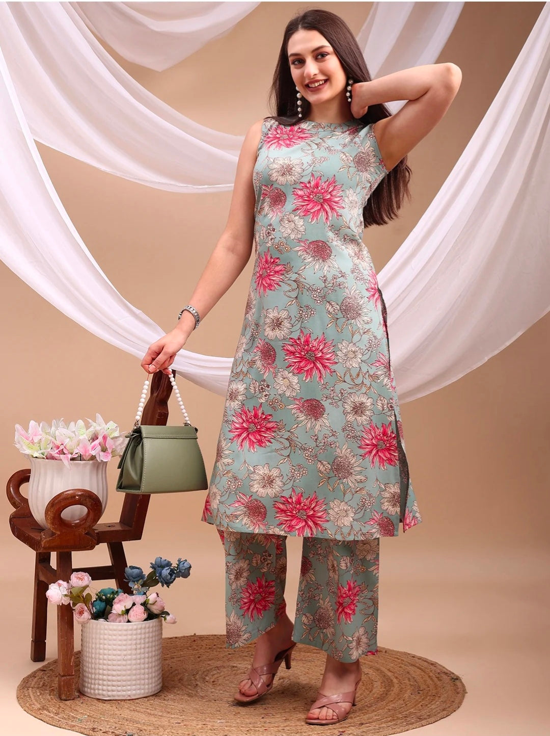 Floral printed Kurta with Palazzo Pant