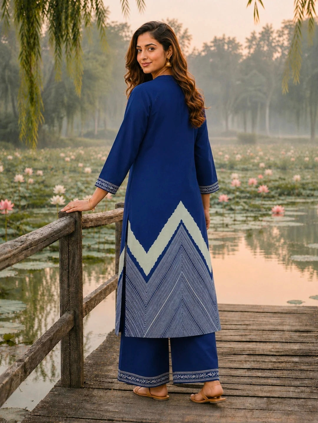 Berrylicious Women Pure Cotton  Printed & Hand Embroidered Kurta with palazzo & Dupatta