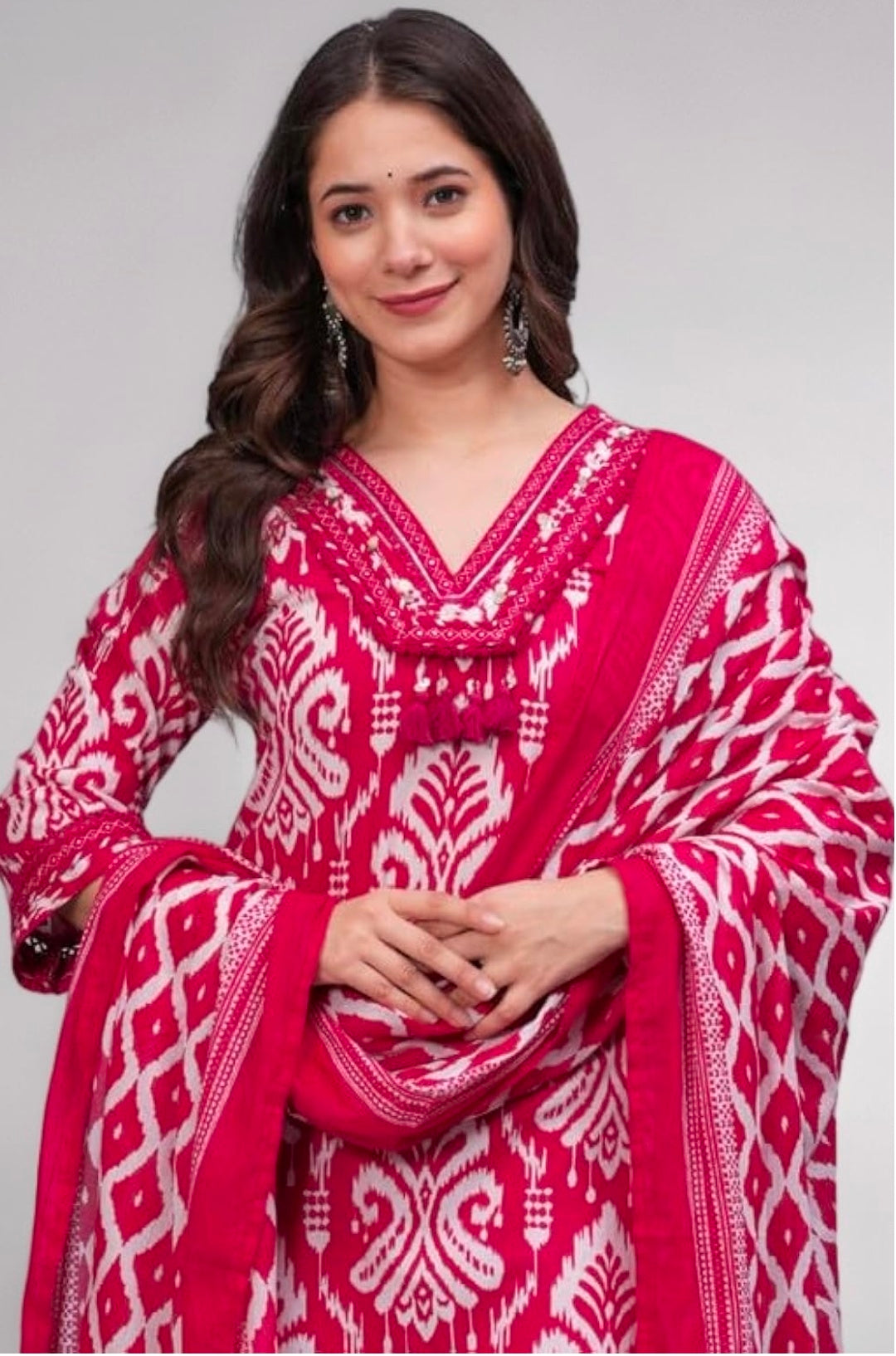 Women Pure Cotton Printed Straight Kurta Set with Palazzo pants & dupatta|Ethnic wear|Kurti Suit Set for Women
