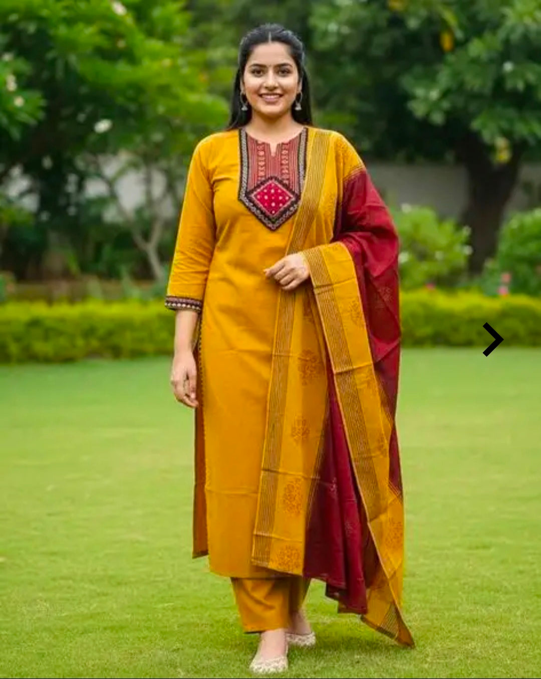 Women's Classic Cotton Rayon Kurta Pant Dupatta Set | 3 Piece Ethnic Set | Mulmul Dupatta