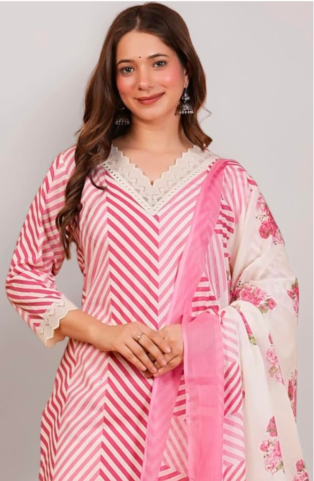 Rytras Women Pure Cotton Printed Straight Kurta Set with Palazzo pants & dupatta|Ethnic wear|Kurti Suit Set for Women