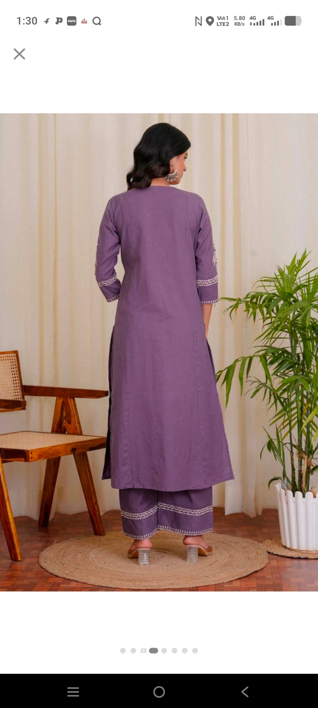 Women's White Khadi Cotton A-Line Kurti Palazzo set