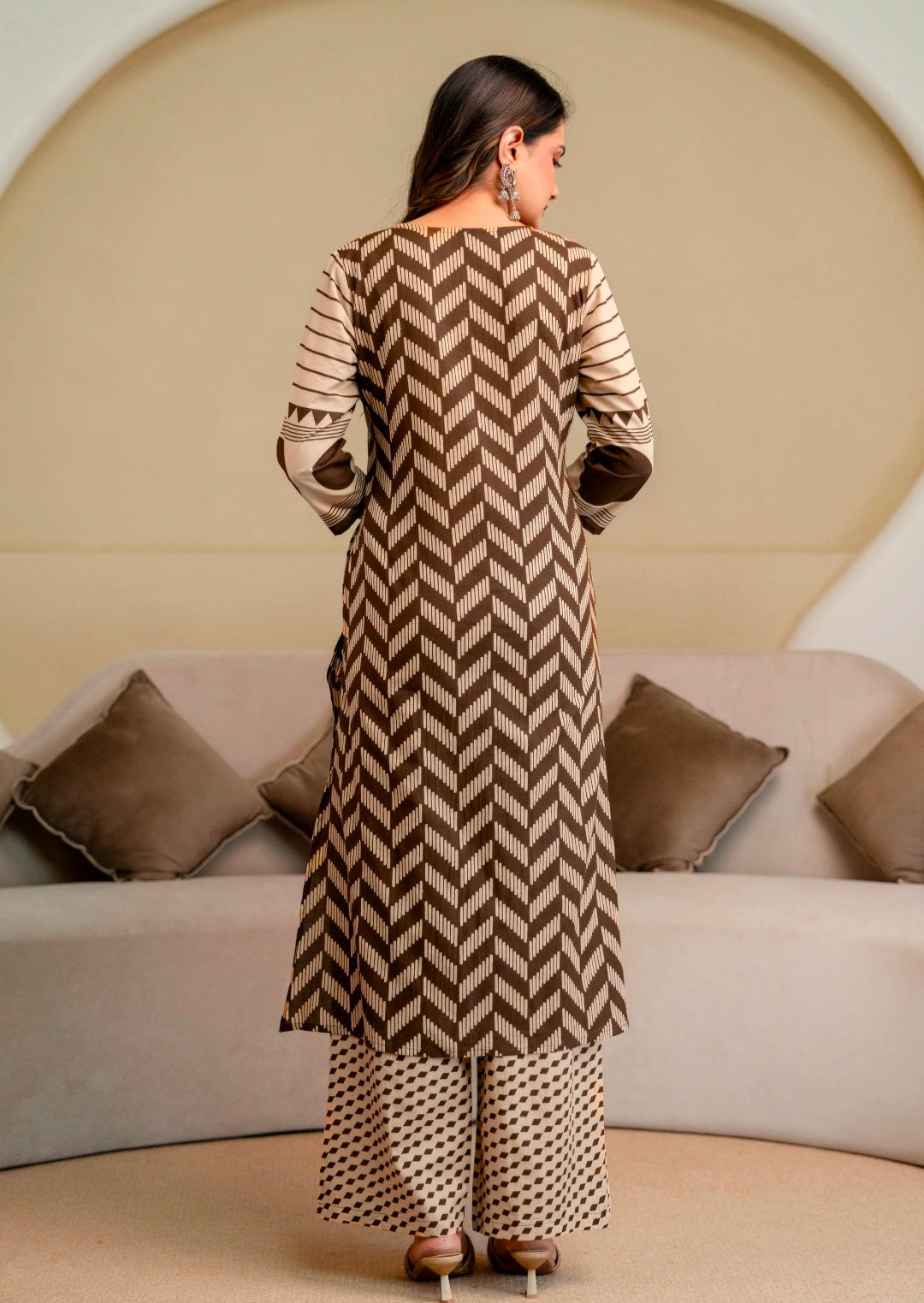 Berrylicious Women Cotton Geometric Printed Straight Kurta Set with Mirror Embroidery & Dupatta