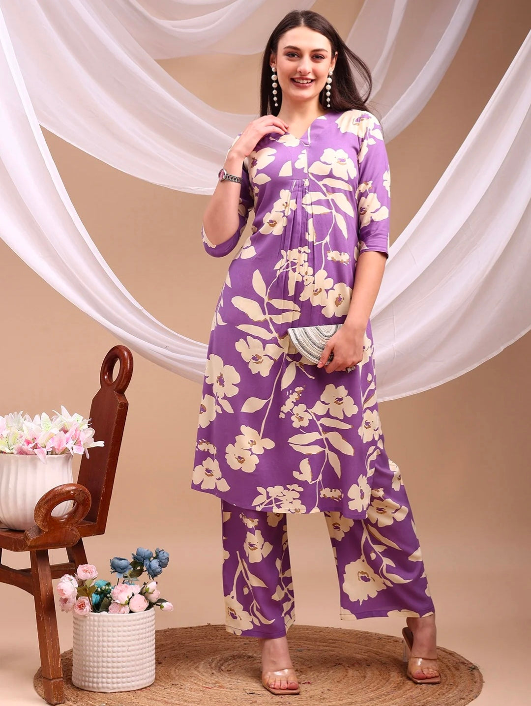 Floral printed Kurta with Palazzo Pant
